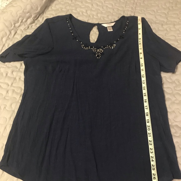 CJ Banks Flowy Navy Blouse - Picture 5 of 5